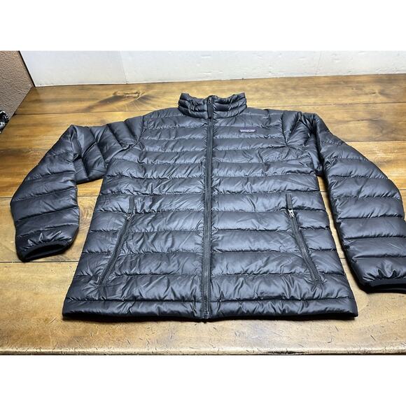 Patagonia Youth Down Puffer Jacket Black Full Zip Size Youth XL (14) - Picture 1 of 14